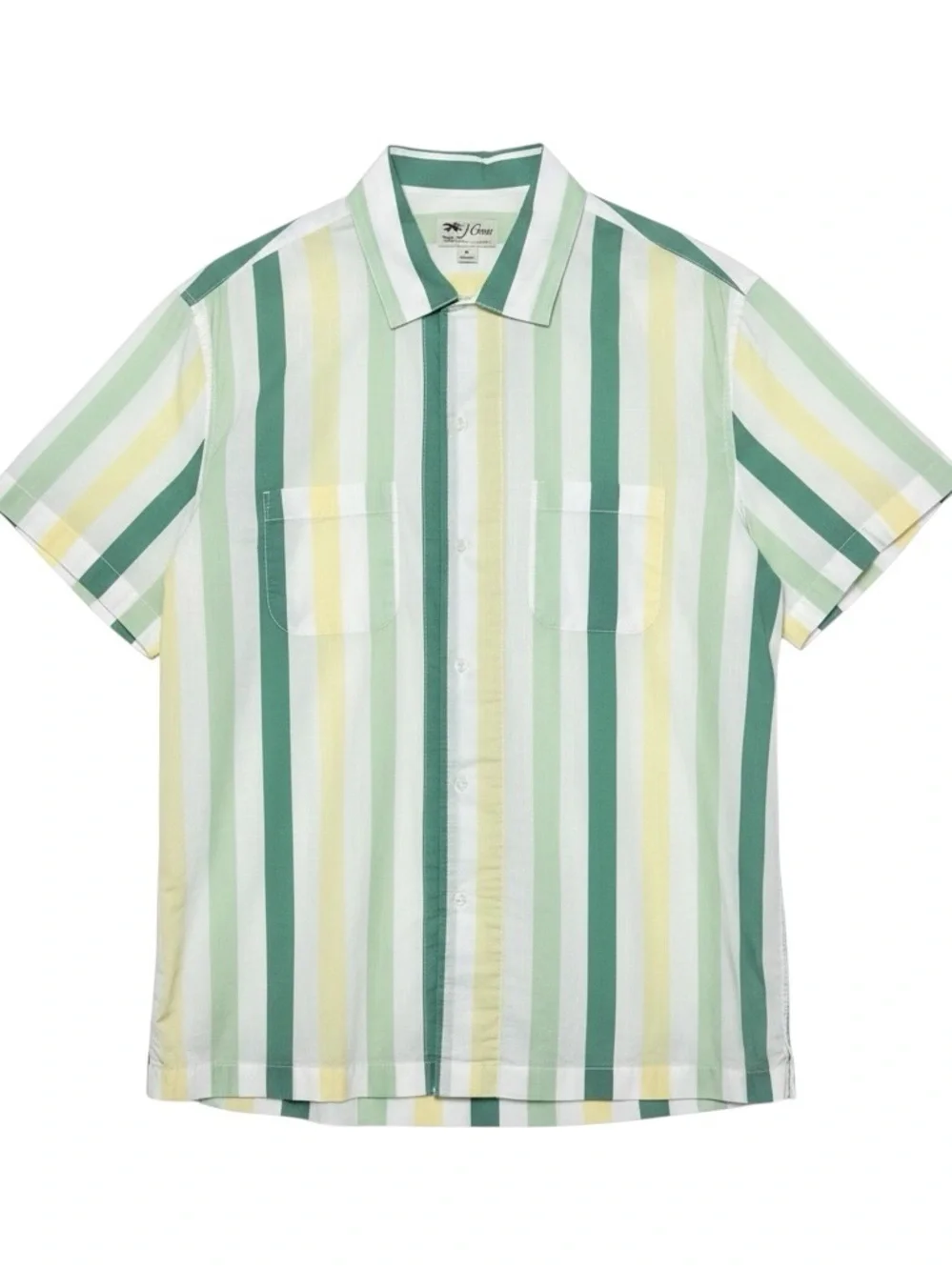 J. Crew Striped Short Sleeve Cotton Camp Collar Shirt Size Large